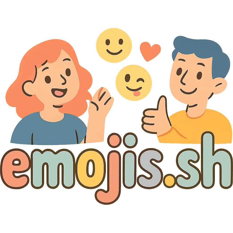 the text 'emojis.sh' in a soft, pastel cartoon style with gentle colors emoji
