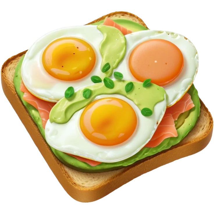 avocado toast with salmon and eggs, under green cream  emoji