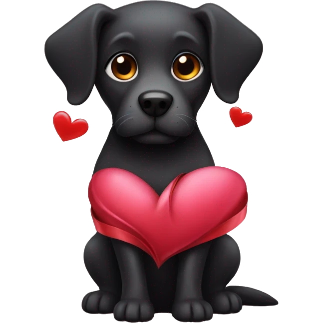 Black dog wrapped in valentine   emoji