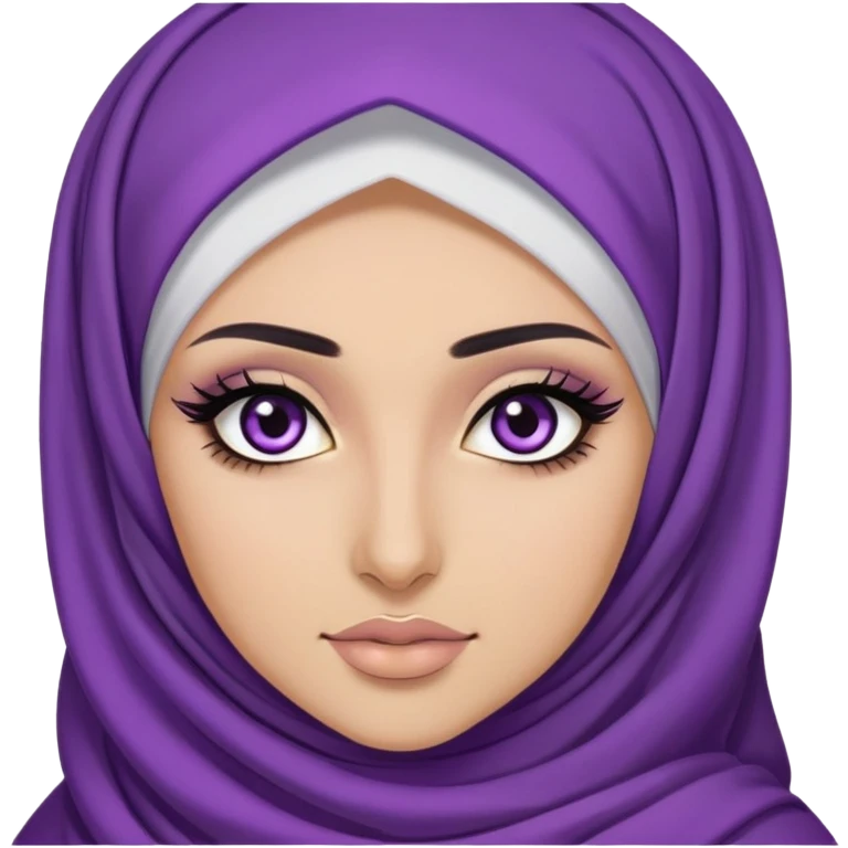 purple hijabi baddie,pretty, brown eyes, makeup, black eyeliner, long hair emoji