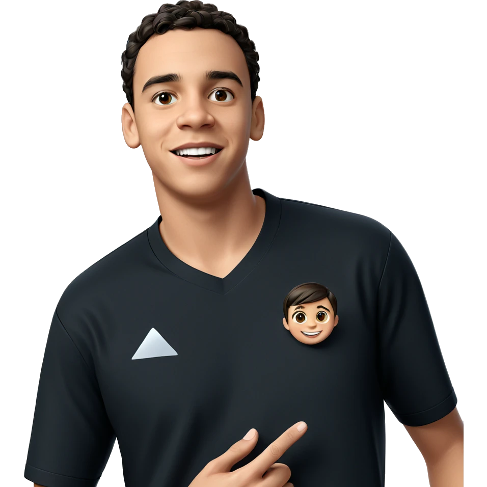 smiling boy in black shirt emoji