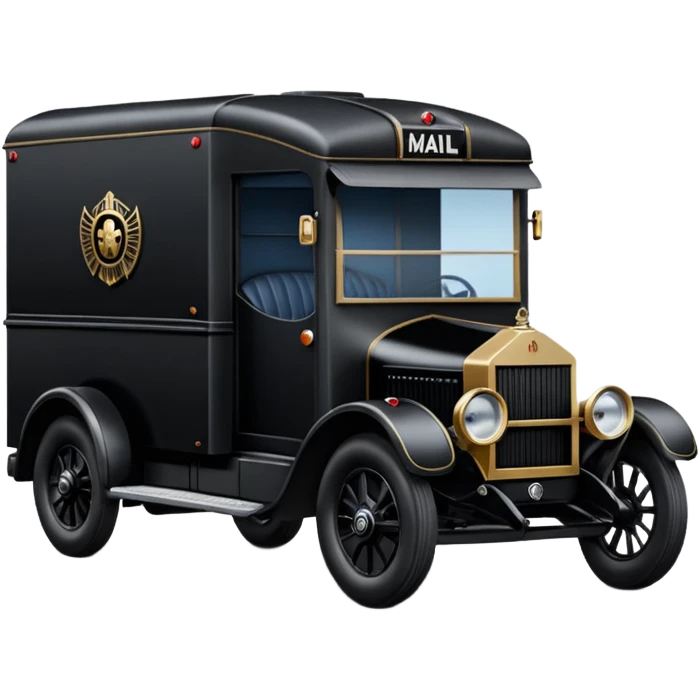 Ornate but stealth 1918 Darth Vader Rolls Royce Grumman mail truck emoji