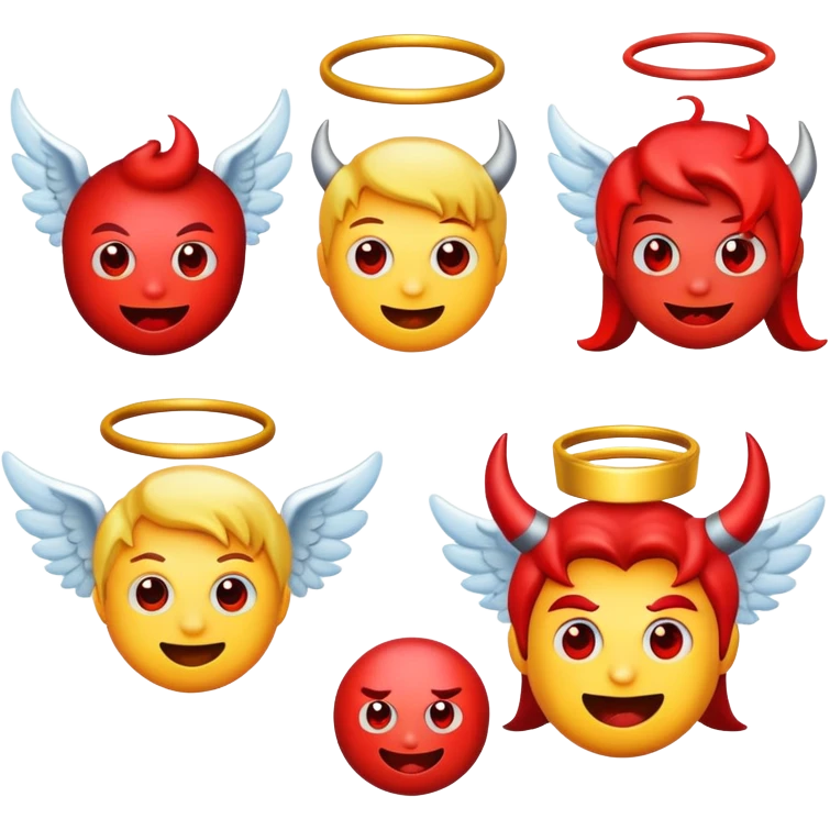 A combination of silly emoji, devil emoji and angel emoji  emoji