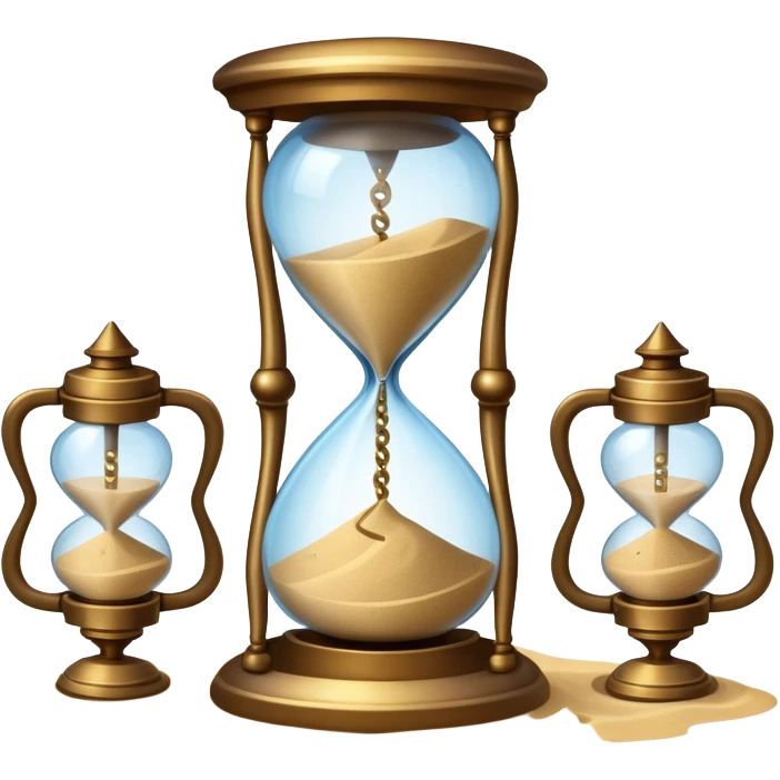 A timekeeping beast with eyes and an hourglass-shaped torso filled with enchanted sand that flows upward instead of down, surrounded by clockwork appendages that tick in rhythm with nearby life forces. emoji