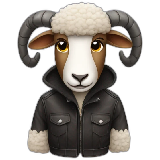 sheep in a leather jacket emoji