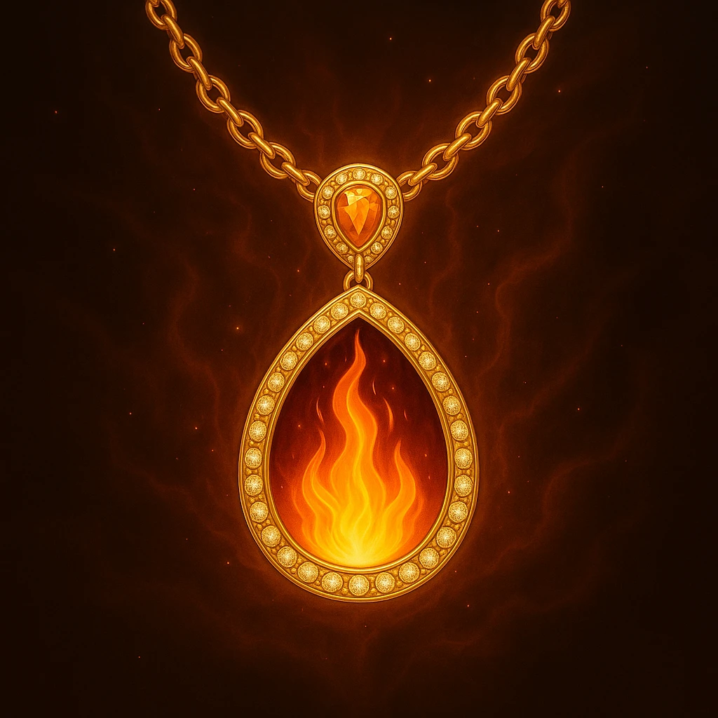 Replace the dark void with a small, powerful flame inside the pendant emoji