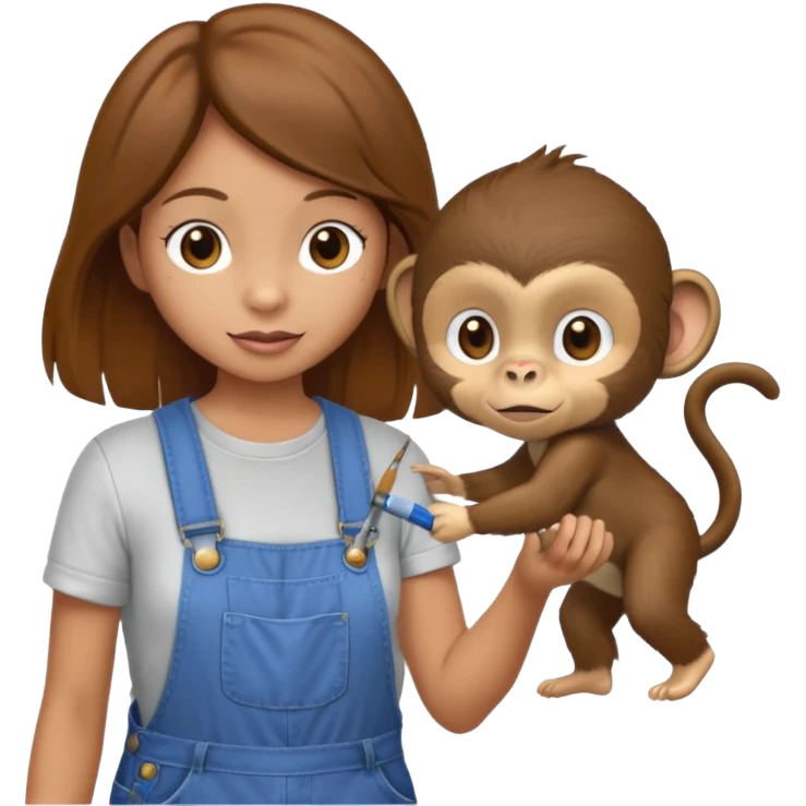girl look like a monkey is painting monkey on the wall emoji