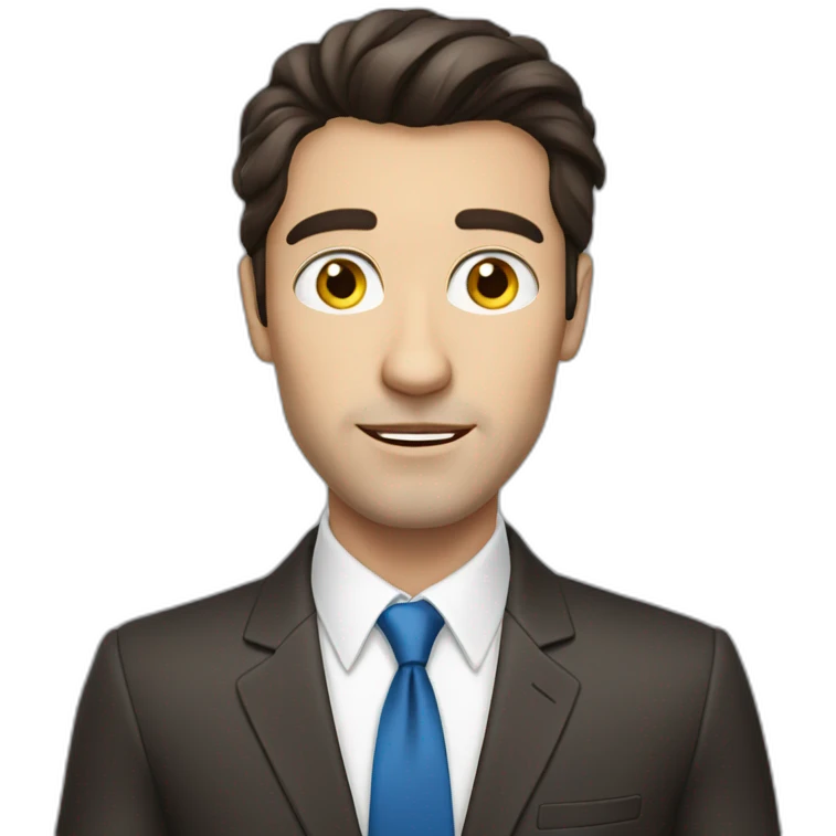 spirited man with Ukrainian blue eyes, dark brown hair in a business suit emoji