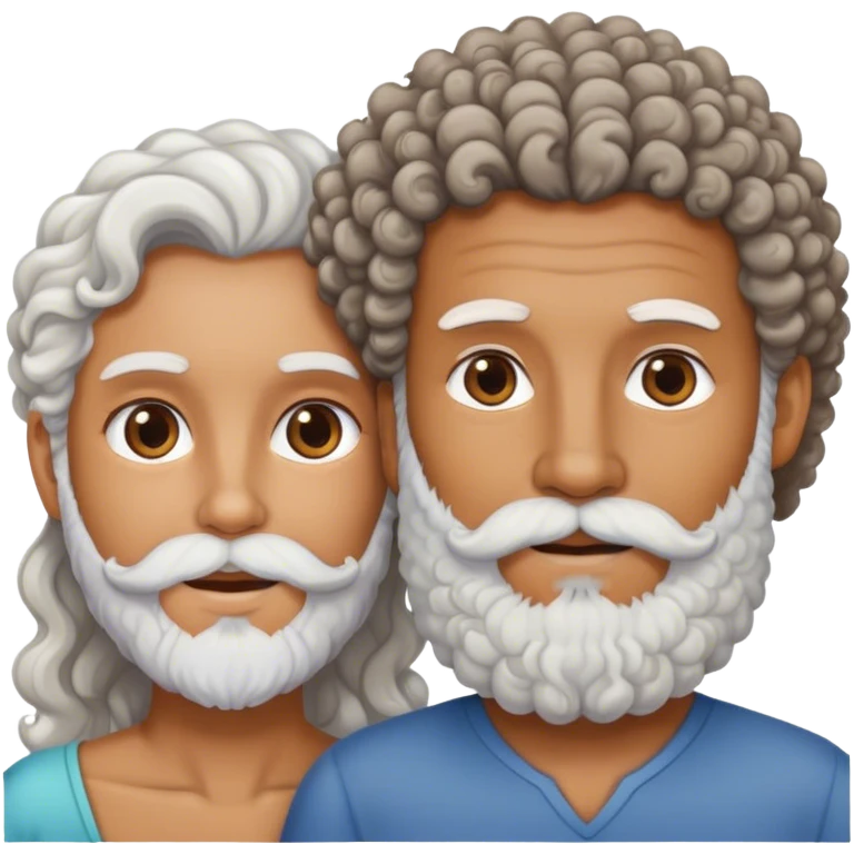 couples tan skin curly hair white with beard emoji