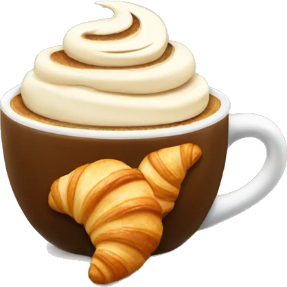 Cup of cappuccino with croissant emoji