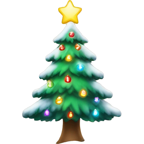 christmas tree with bright lights in the snow emoji