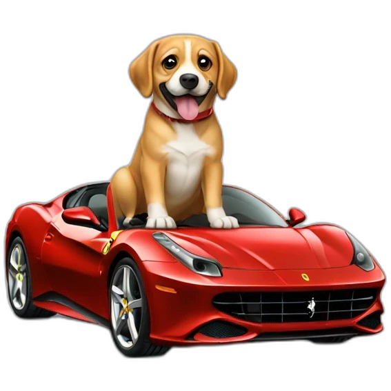 Chien sur une Ferrari emoji