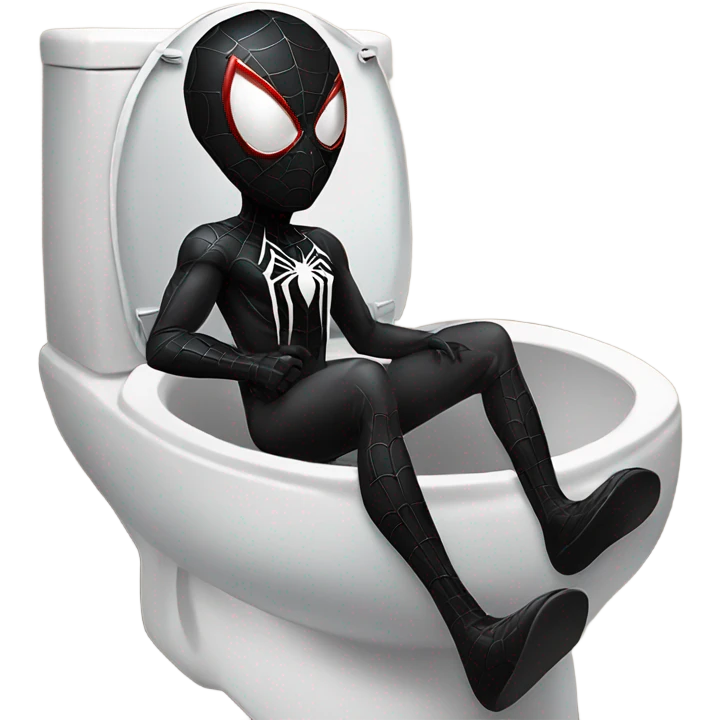 Black Spider- Man in a toilet emoji