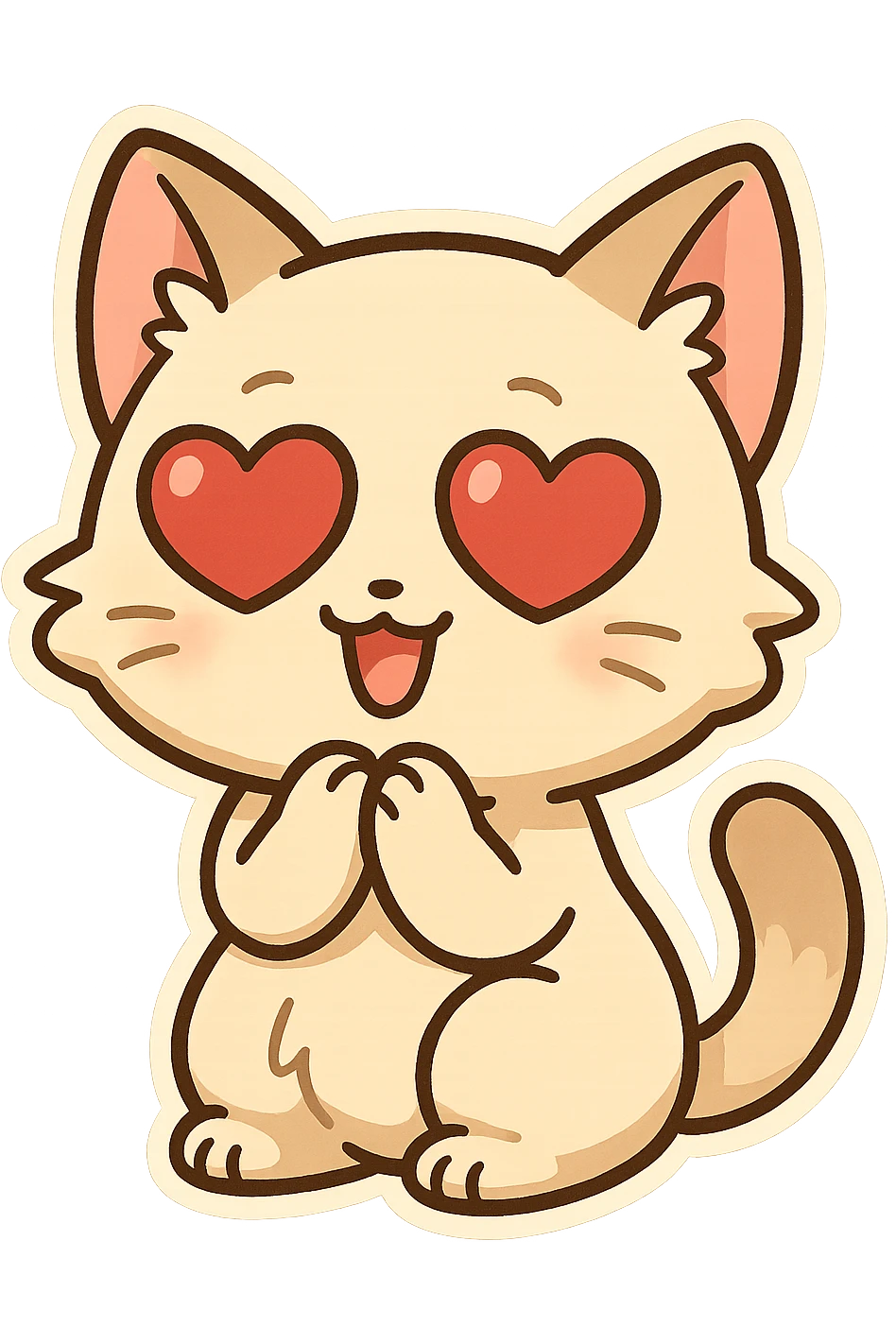 Chibi Kitty Heart Eyes emoji