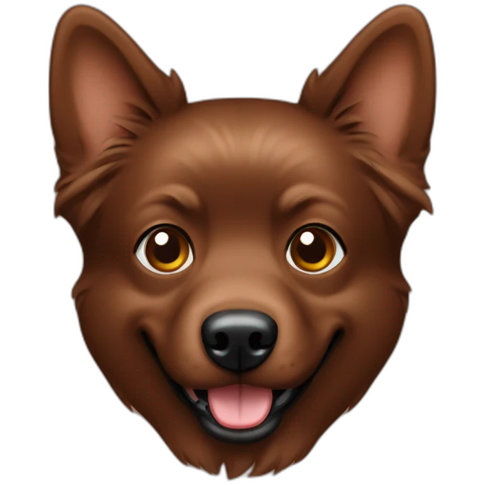 Spitz dog full face chocolate brown dog  emoji