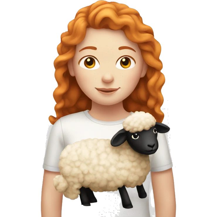 Ginger girl with a sheep  emoji