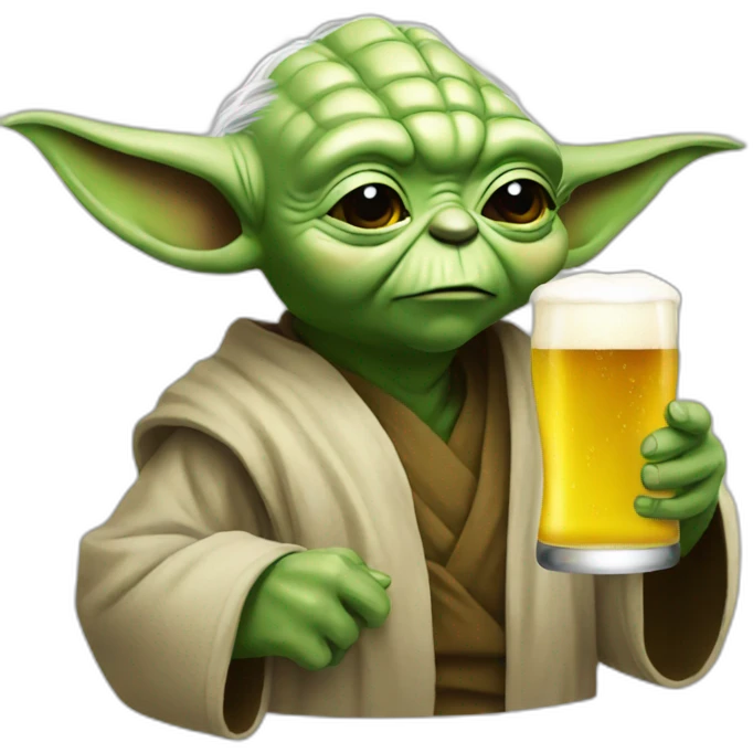 Yoda-drinking-beer emoji