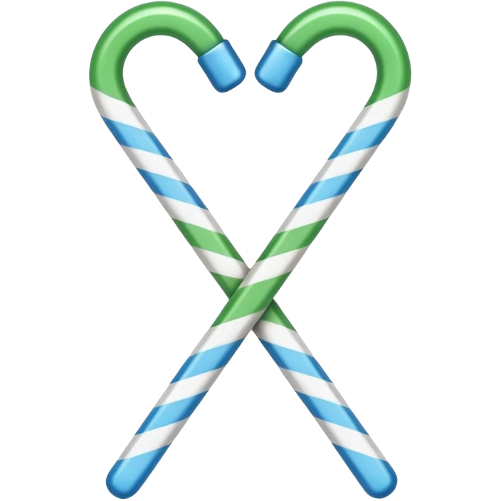 dual candy canes crossed together like swords striped with blue instead of red emoji