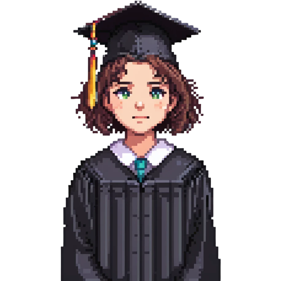 disappointed student holding a failed exam, wearing a graduation cap emoji