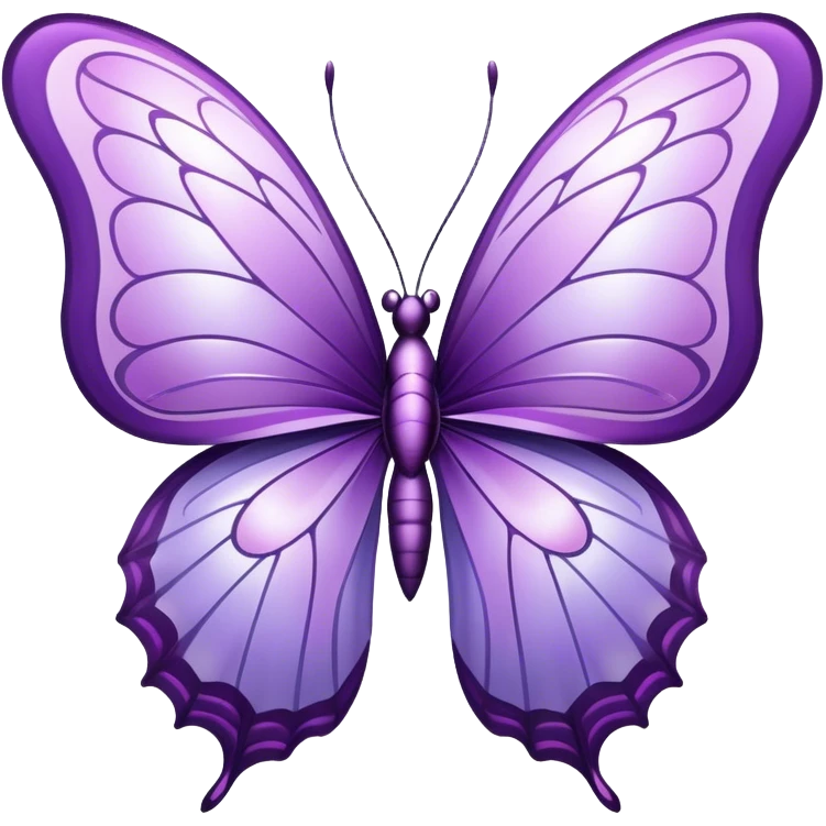 a stunningly detailed butterfly with lilac and purple wings. The wings should display a harmonious blend of swirling and geometric designs, giving them a mystical and artistic feel. The butterfly should have a graceful, elongated body with a subtle metallic sheen, enhancing its enchanting presence. emoji