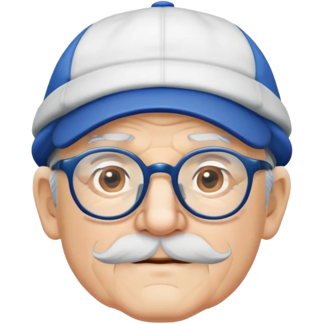 Old man, cap blue, glasses emoji