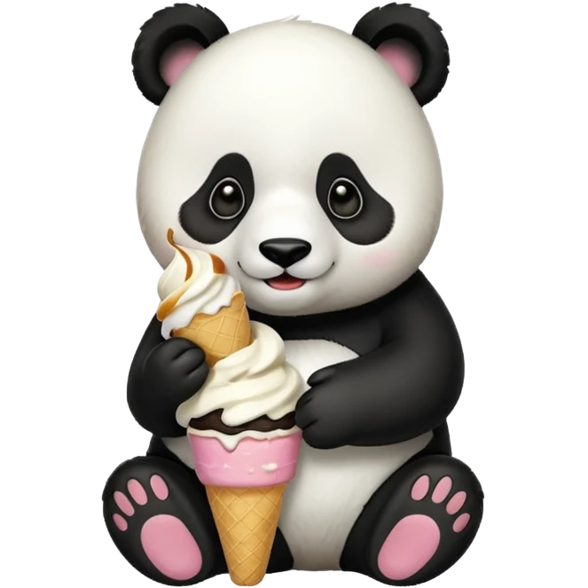 Panda eating ice cream emoji