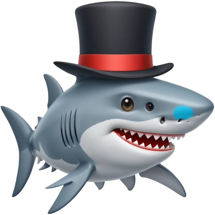 Shark with a top hat emoji