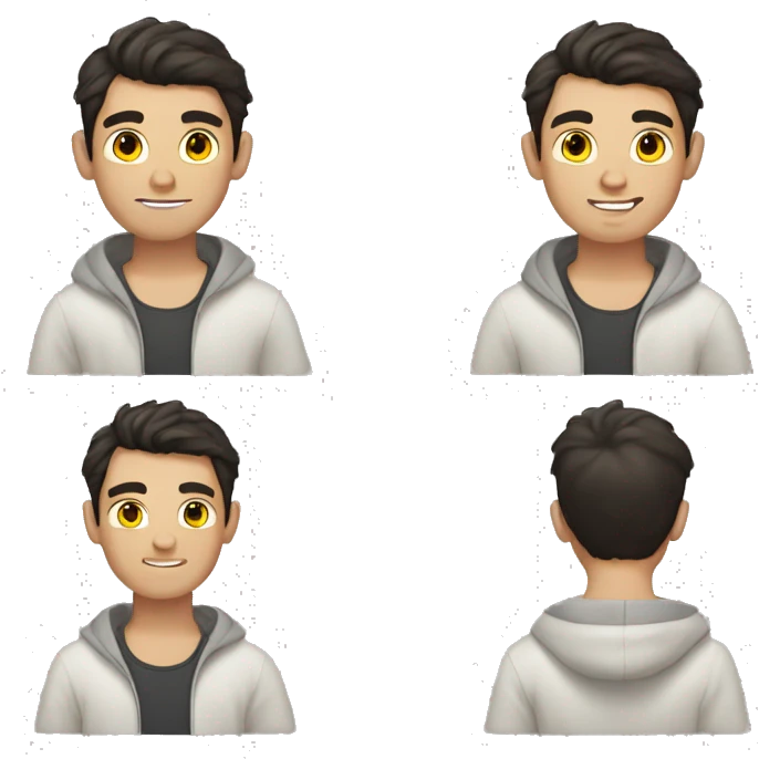  caucasian handsome boy, dark-haired, beach emoji