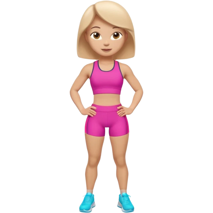 A 3D cartoon fit person showing a slim waistline, wearing sportswear, bright lighting, Memoji-style. emoji