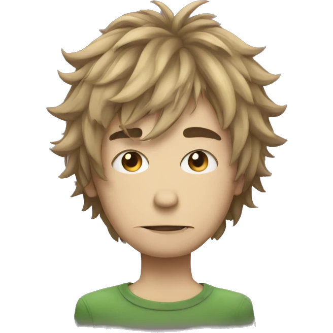 emo boy with shaggy hair and moustache emoji