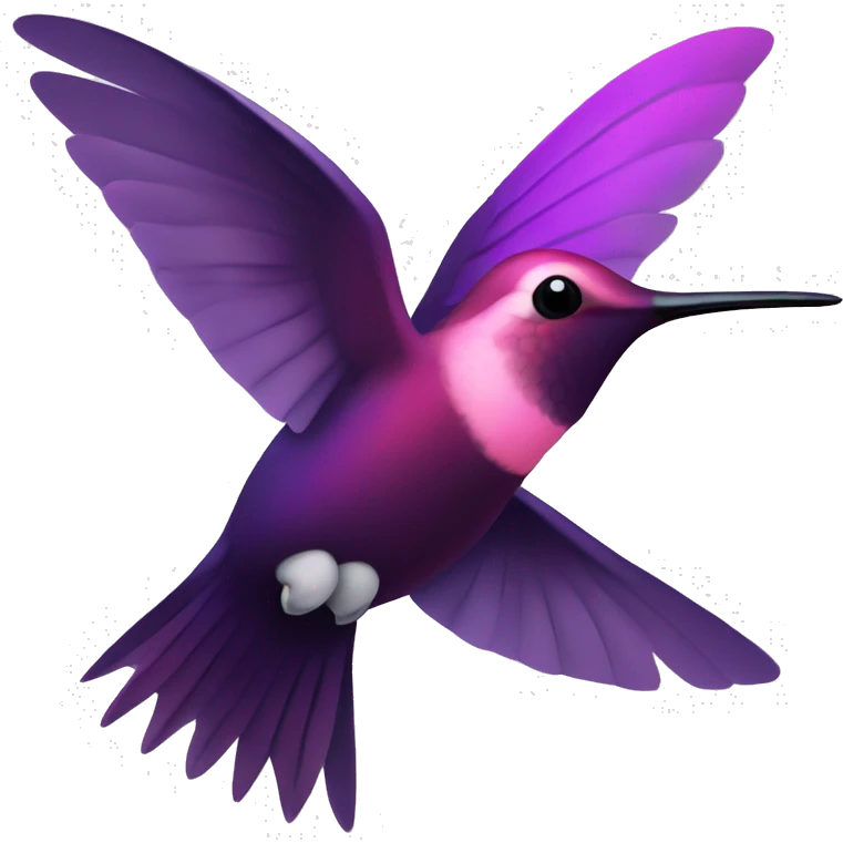 Flying dark purple and pink coloured hummingbird emoji