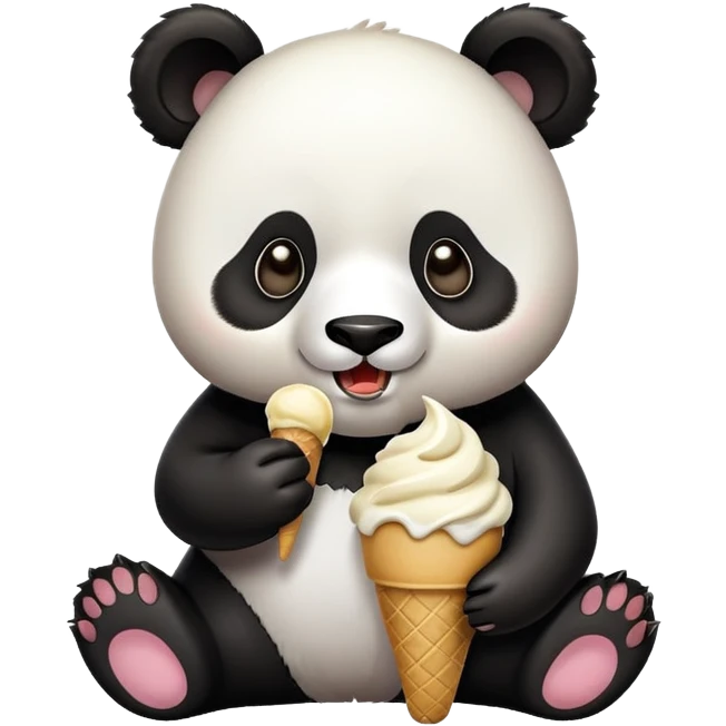 Panda eating ice cream emoji