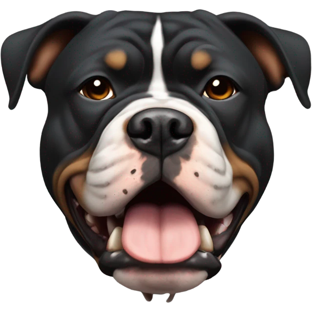 99% Black American Bully with crooked brown eyes emoji