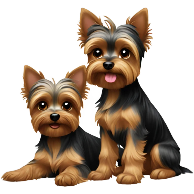 Yorkie with puppy yorkies emoji