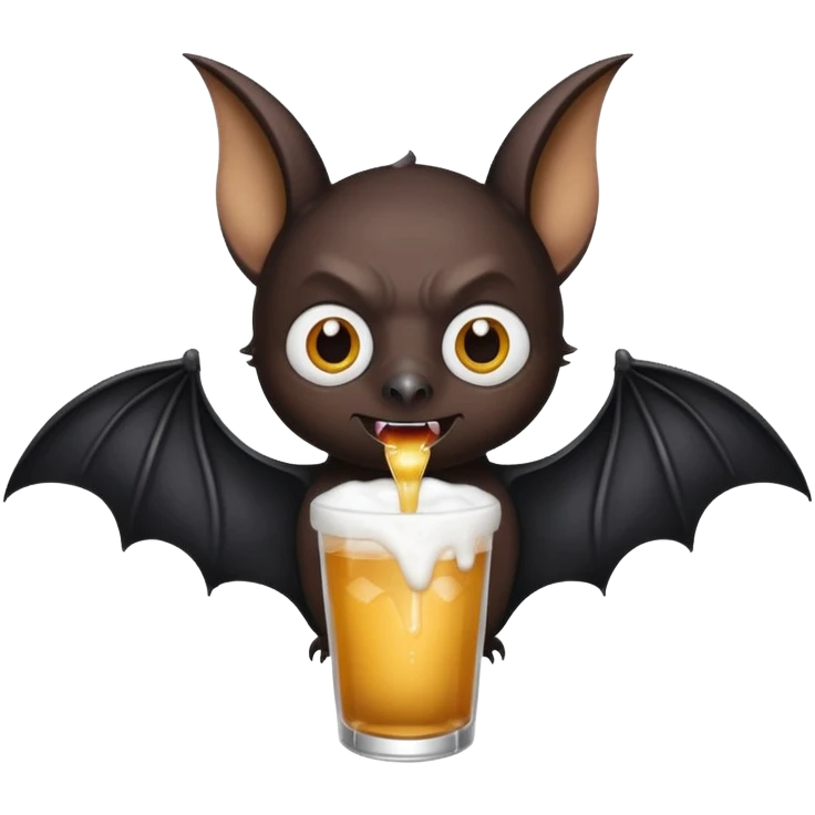 black bat drinkig sprite emoji