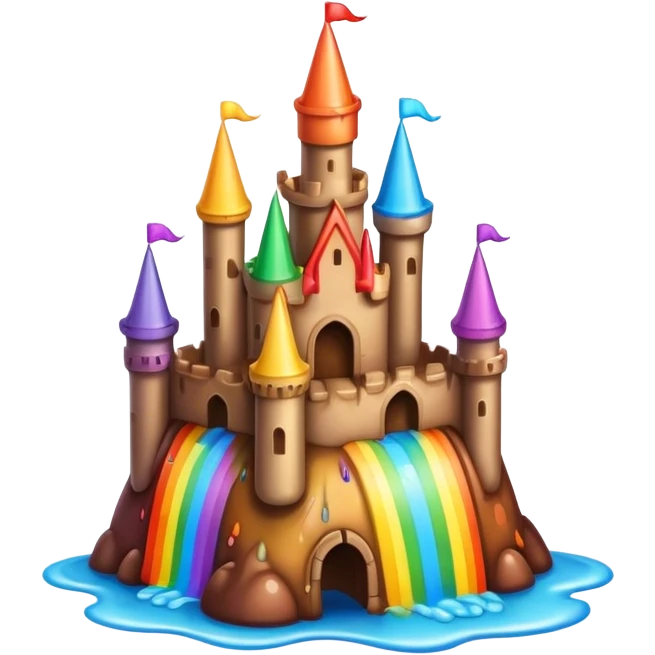 melted rainbow poop castle landscape  emoji