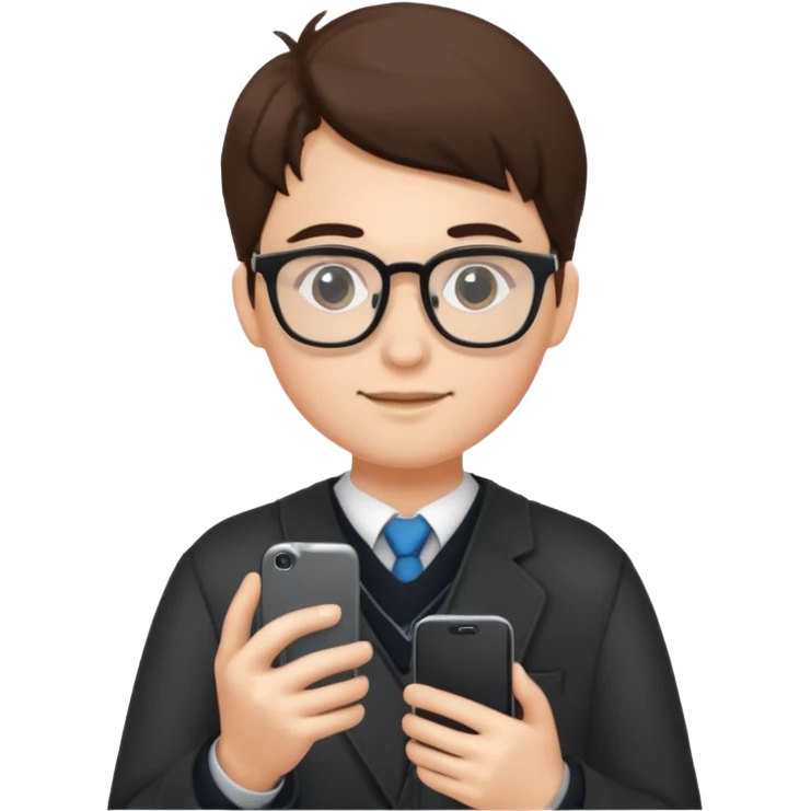 student holding a smartphone emoji