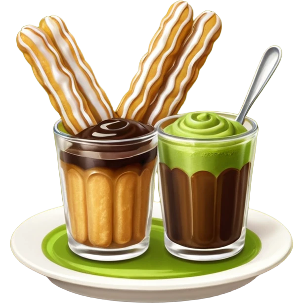 mini churros with chocolate and matcha topping emoji