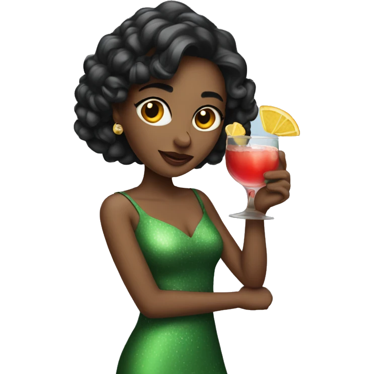 Holiday party girl with a cocktail  emoji