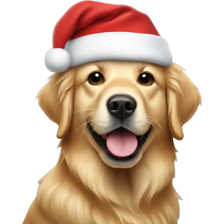 golden retriever with Santa hat emoji