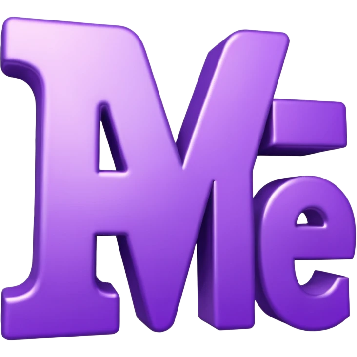 3D text that spells "me" in a shiny purple font  emoji