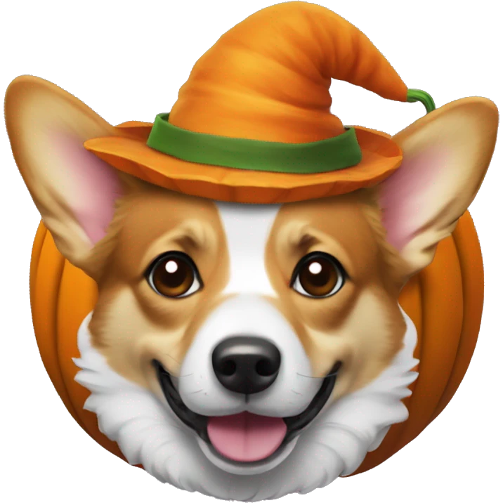 corgi head in a pumpkin hat emoji