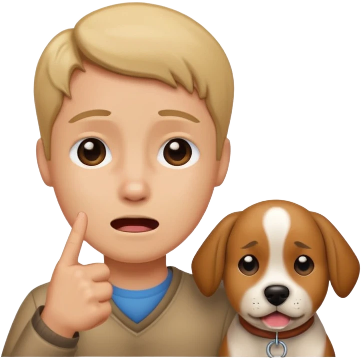😆 pointing at a dog crying emoji