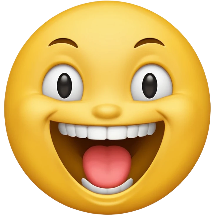 Emoji, yellow round laughing face, open mouth emoji