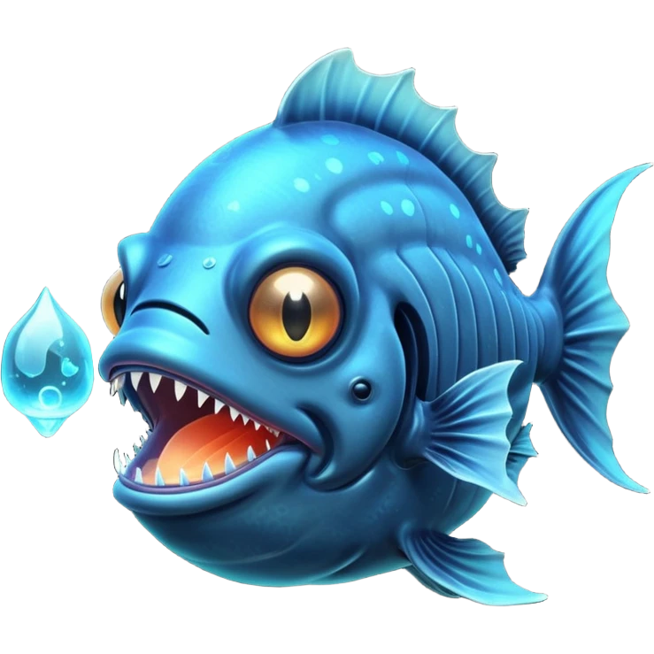 anglerfish with the light under dark water emoji