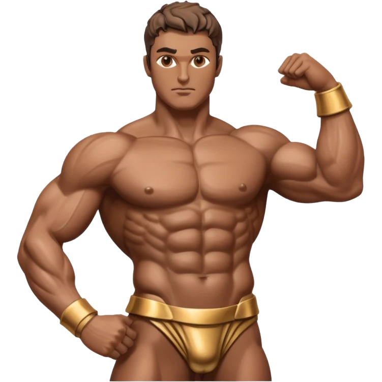 create a  upper body of muscular men greek statue in full chrome emoji