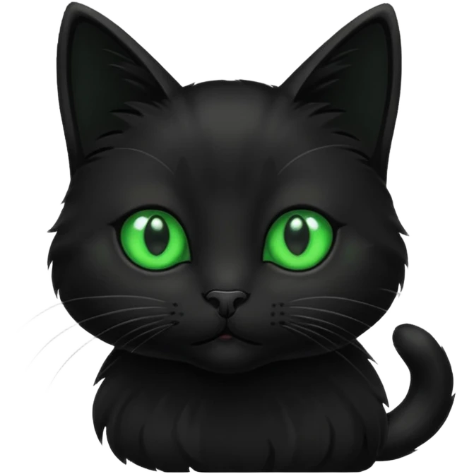 Small black cat with green eyes emoji