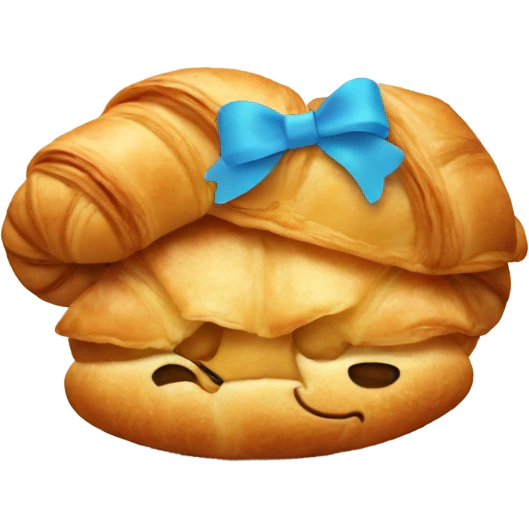 Croissant with a bow and a smiling face emoji