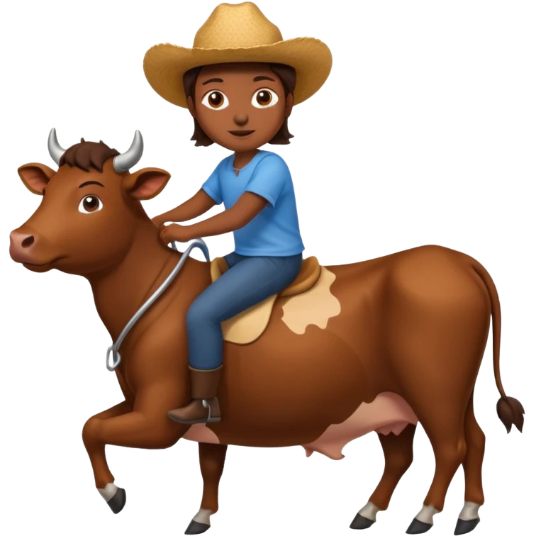 brown cow riding a man emoji