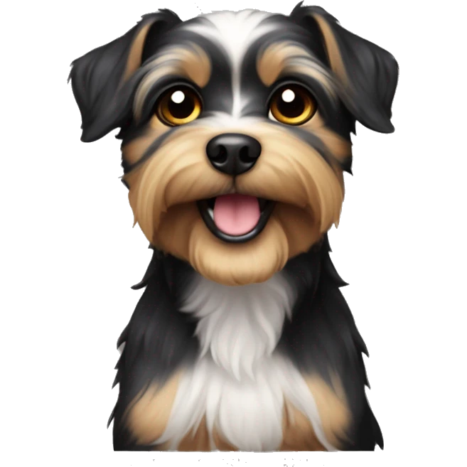 Perro raza yorkshire con sólo pelaje negro y ojos negros emoji